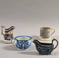 Four Staffordshire Transferdecorated Vessels