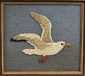 Framed Hooked Mat of a Seagull