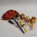 Six Shaker Turned Wood and Horsehair Brushes and a Duster 