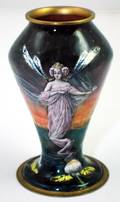 213A French Limoges Enamel Large Art Nouveau Vase