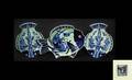 206 Three 3 Blue and White FishForm Plates wit
