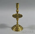 Engraved and Turned Brass Candlestick