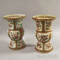 Two Rose Medallion Kuform Porcelain Vases