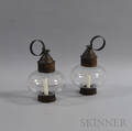 Pair of Copper and Glass Onion Lanterns