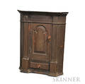 Brownpainted and Paneled Hanging Wall Cupboard