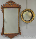 Chippendale Carved Mahogany Scrollframe Mirror and a Classical Giltgesso Convex Mirror