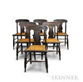 Set of Six Paintdecorated Caned Side Chairs
