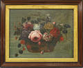 American School 19th Century Still Life with Basket of Flowers