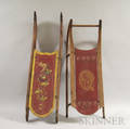 Two Redpainted and Stenciled Sleds