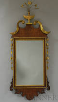 Georgian Parcelgilt Inlaid Mahogany Scrollframe Mirror