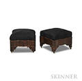 Pair of Late Classical Mahogany Veneer Ottomans