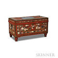 Chinese Export Polychromepainted Brassbound Leather and Camphorwood Trunk