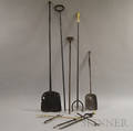 Nine Mostly Wrought Iron Hearth Tools