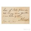 Lincoln Abraham 18091865 Autograph Note Signed 16 October 1861