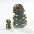Two Maori Jade Tiki Pendants