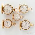 Five Gold Ladys Hunter Case Watches