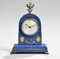 Lapis Silver and Gemset Eightday Desk Clock