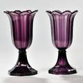 Pair of Amethyst Pressed Glass Tulip Vases