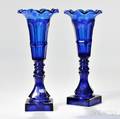 Pair of Cobaltblue Pressed Glass Bigler Pattern Vases