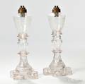 Pair of Freeblown Cut and Pressed Glass Lamps