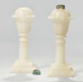 Pair of Opaque White Pressed Glass Tulip Pattern Lamps