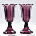 Pair of Light Amethyst Pressed Glass Tulip Vases