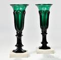 Pair of Emerald Green Pressed Loop Pattern Vases