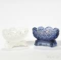 Two Pressed Glass Strawberry Diamond Pattern Open Salts
