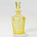 Canary Yellow Blown Molded Lyre Pattern Cologne with Stopper