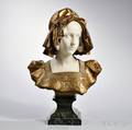 After Affortunato Gory ItalianFrench fl 18951925 Bronze and Marble Bust of a Maiden