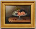American School 19th Century Still Life with Fruit in a Glass Bowl on a Molded Table Top