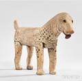Carved and Painted Figure of a White and Blackspotted Dog
