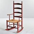 Redpainted Slatback Armed Rocking Chair