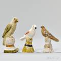 Three Polychrome Chalkware Birds