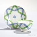 Blue and Green Spatterware Cup and Saucer