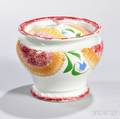 Red and Yellow Spatterware Covered Sugar Bowl