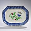 Octagonal Blue Spatterware Platter