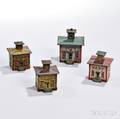 Four Painted Cast Iron Bankform Still Banks