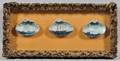 Three Framed Nautical Paintdecorated Clamshells Mounted in a Shadow Box