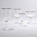 Thirtyone Pieces of Etched and Gilded Stemware