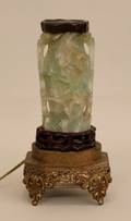 A Carved Green Quartz Lamp