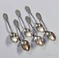 Six Russian 875 Silver Tablespoons