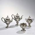 Fourpiece George B Sharp Coin Silver Partial Tea Service