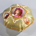 Jeweled Coalport Porcelain Hexagonal Portrait Box and Cover