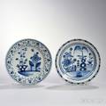 Two Dutch Delftware Blue and White Chargers