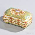 Jeweled Coalport Porcelain Cushionshaped Box and Cover
