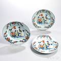 Three Lambeth Delft Polychrome Decorated Plates
