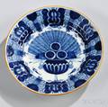 Dutch Delftware Blue and White Decorated Peacock Charger