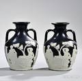 Pair of Wedgwood Dark Blue Glazed Stoneware Portland Vases