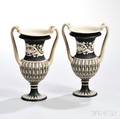 Pair of Wedgwood Black Jasper Dip Twohandled Vases